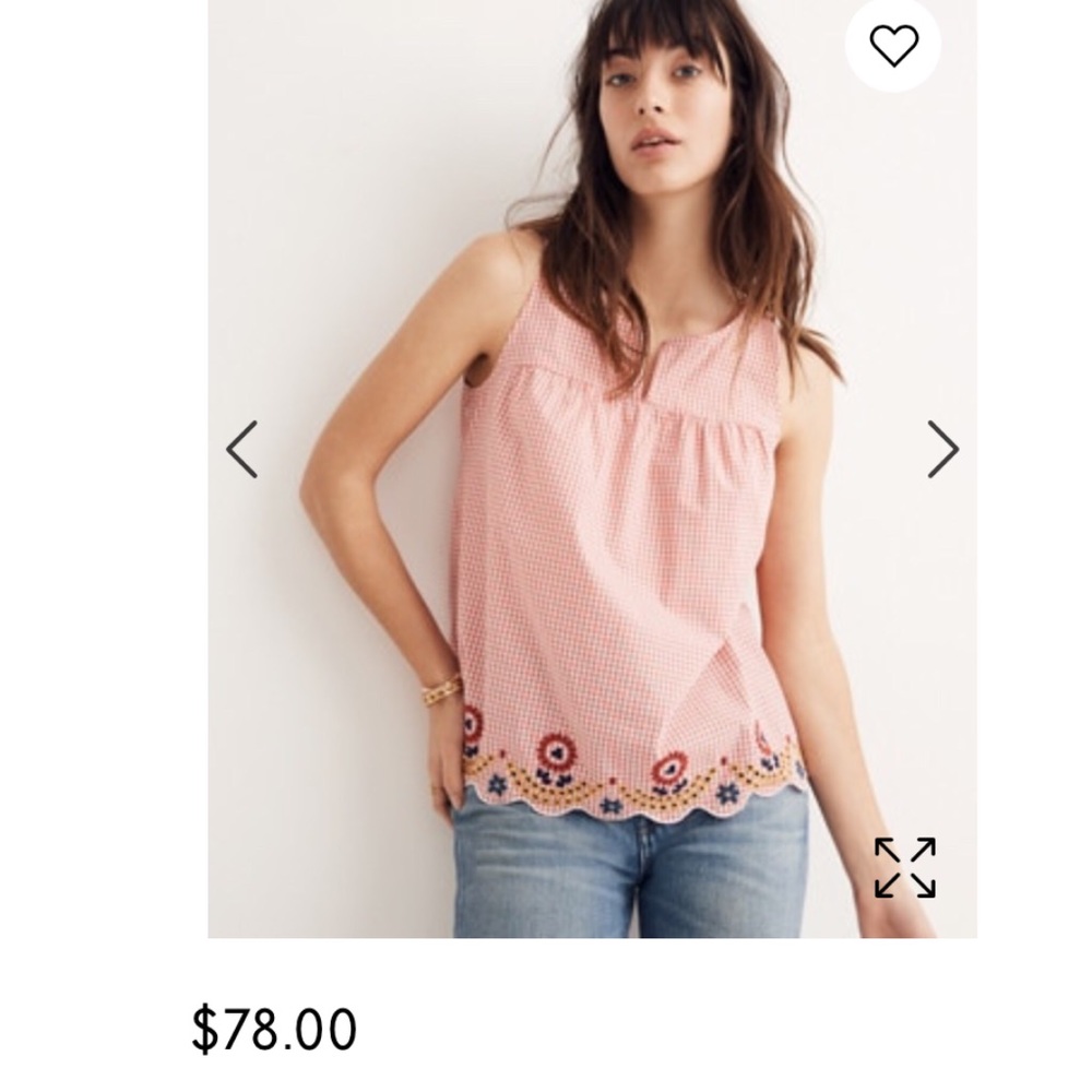 NWOT Madewell gingham tank top with embroidery - Medium - Picture 2 of 8
